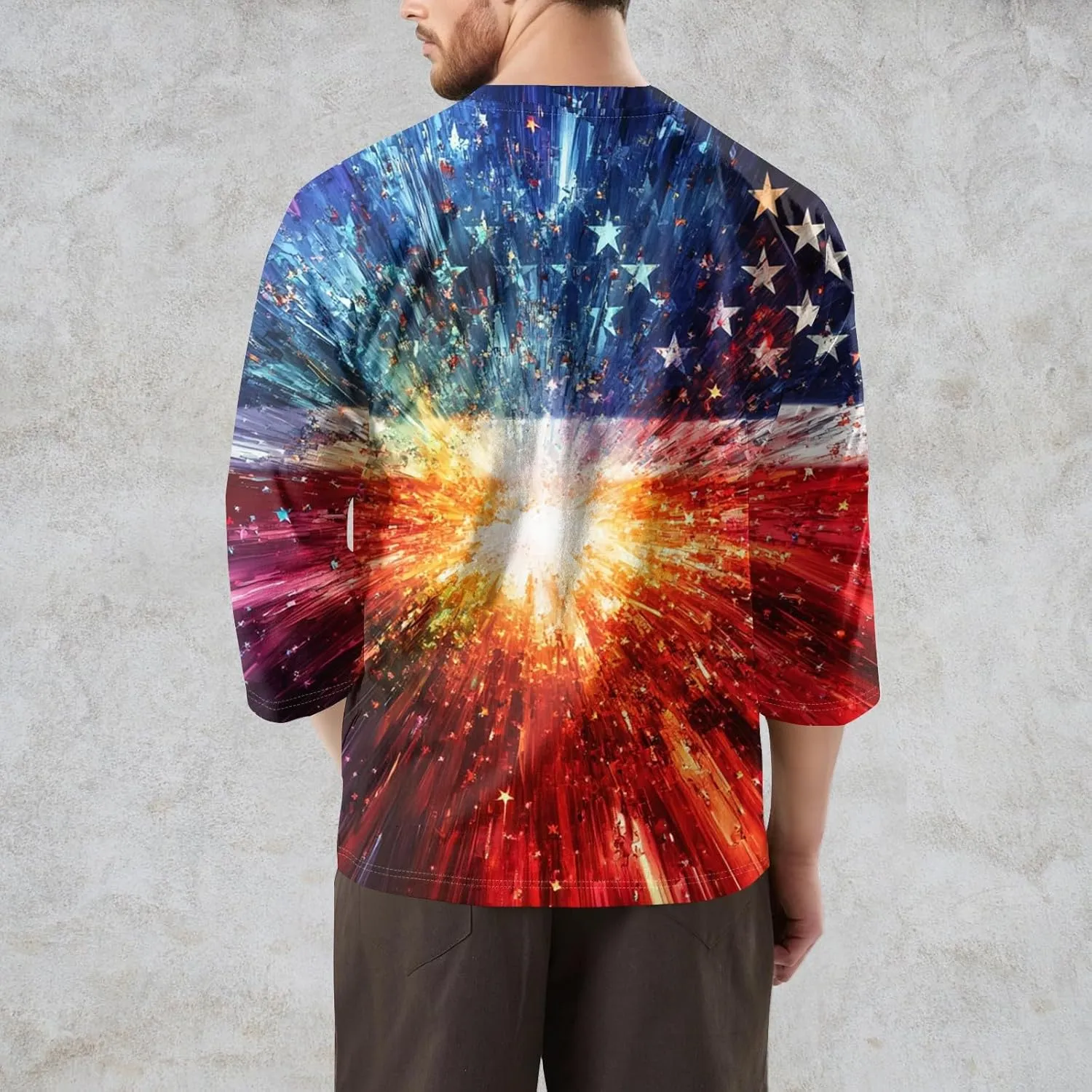 2025 American Flag Shirts for Men Comfortable & Breathable Independence Day Print Shirt