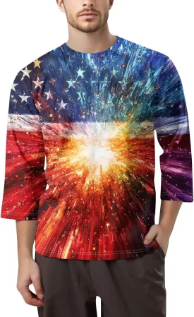 2025 American Flag Shirts for Men Comfortable & Breathable Independence Day Print Shirt