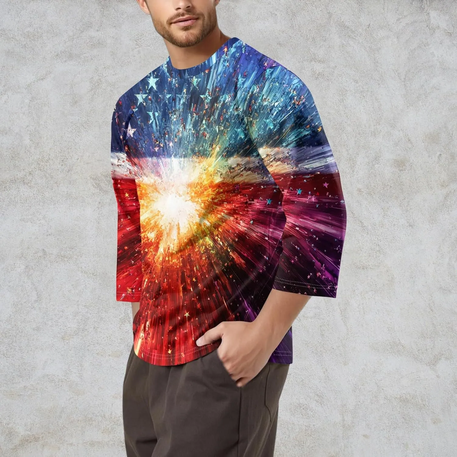 2025 American Flag Shirts for Men Comfortable & Breathable Independence Day Print Shirt