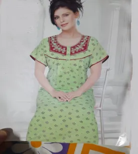 Alphine kinja touch Night wear with Pocket Nighty Green.