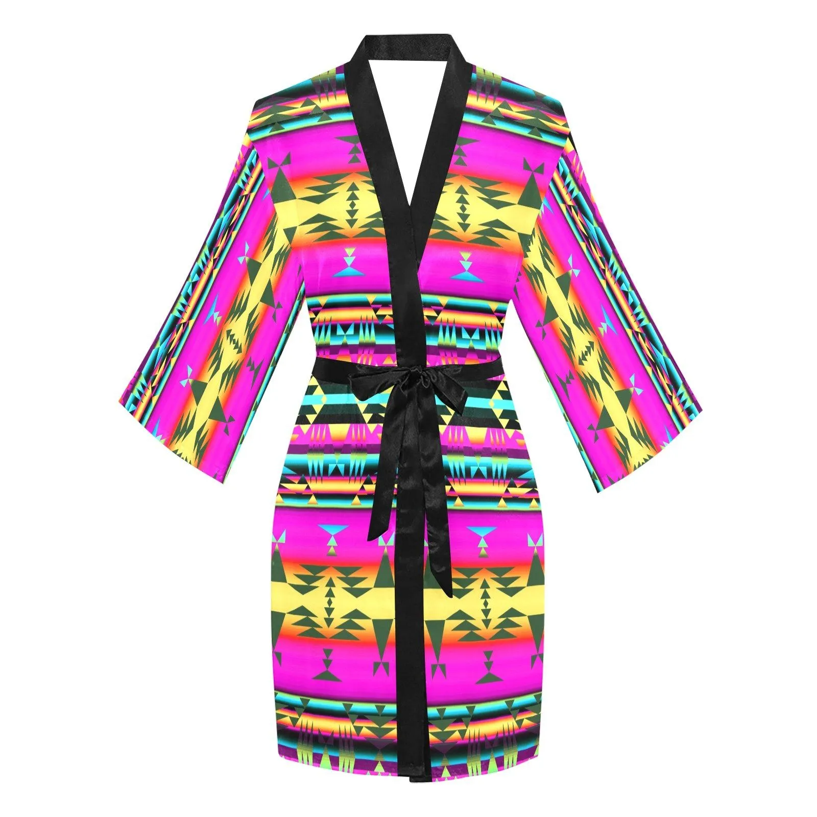 Between the Sunset Mountains Long Sleeve Satin Robe