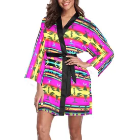 Between the Sunset Mountains Long Sleeve Satin Robe