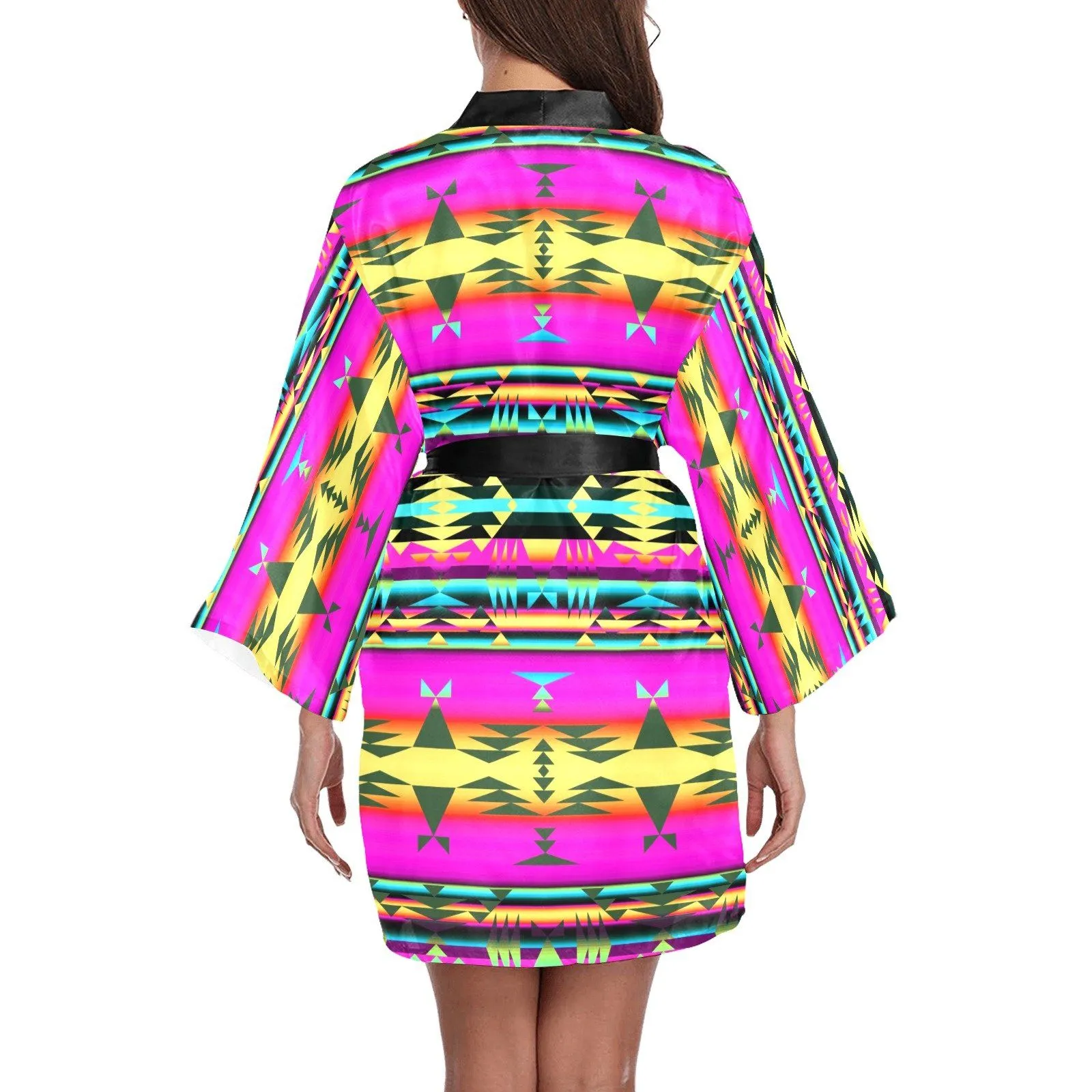 Between the Sunset Mountains Long Sleeve Satin Robe
