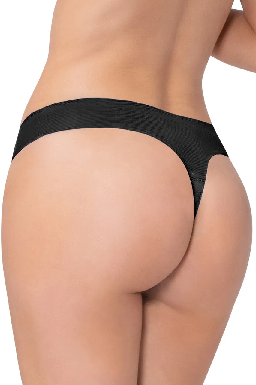 Black Shadow Stripe Thong Panty