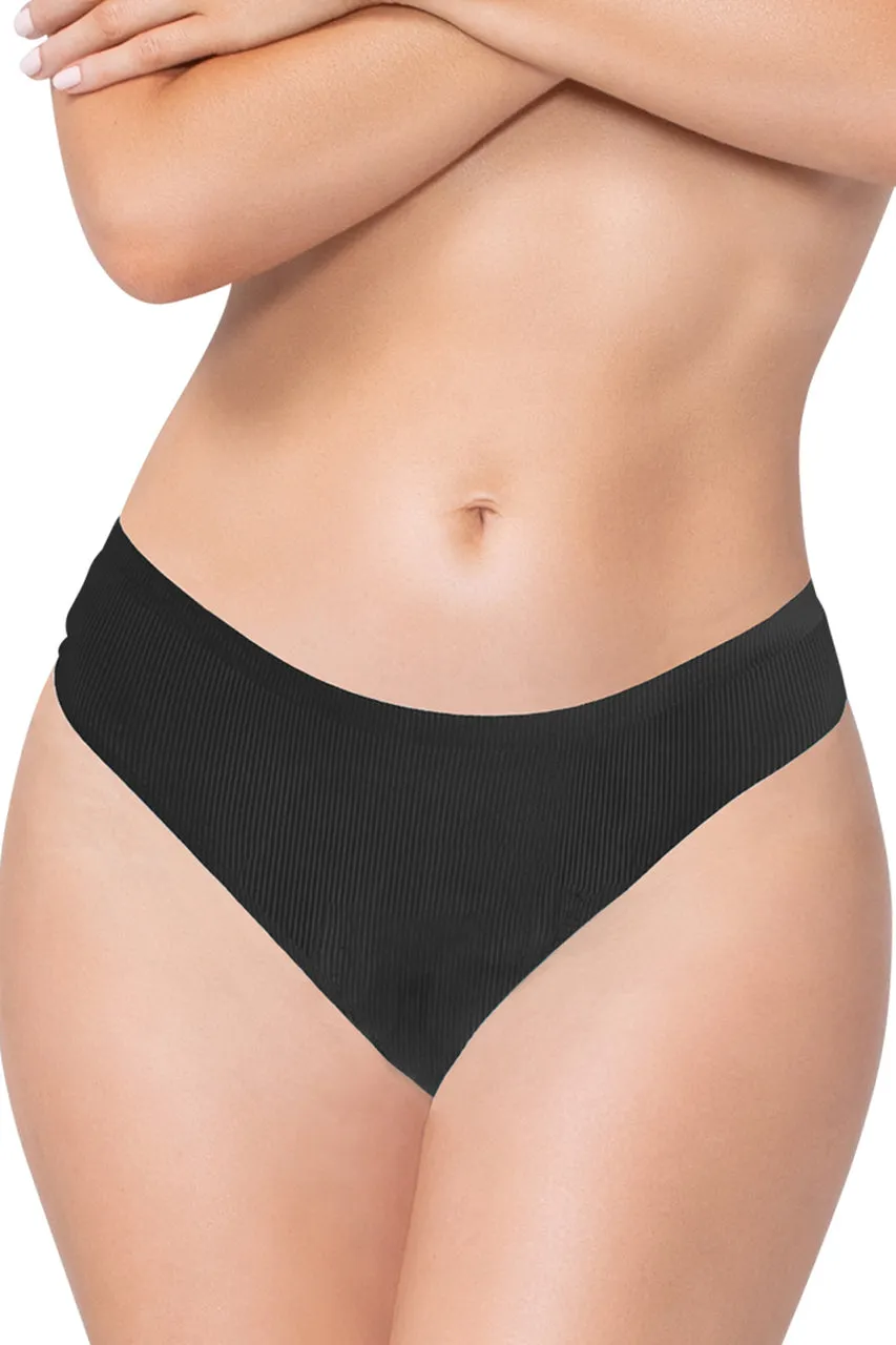 Black Shadow Stripe Thong Panty