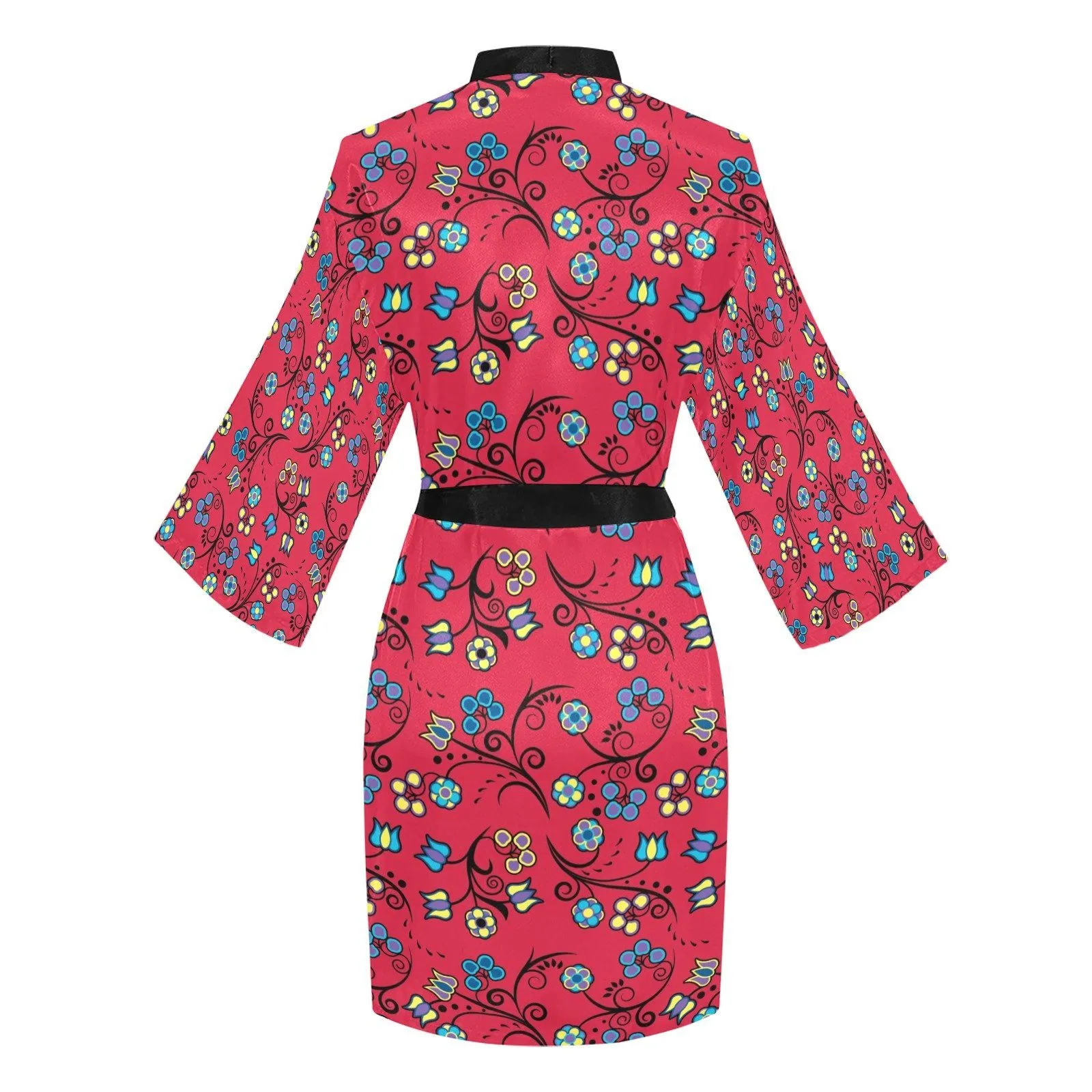 Blue Trio Cardinal Long Sleeve Satin Robe