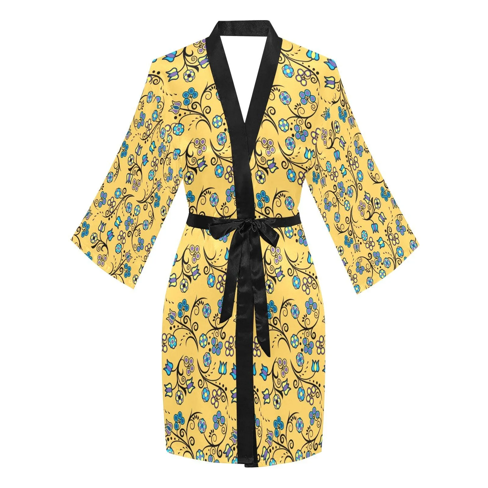 Blue Trio Tuscan Long Sleeve Satin Robe