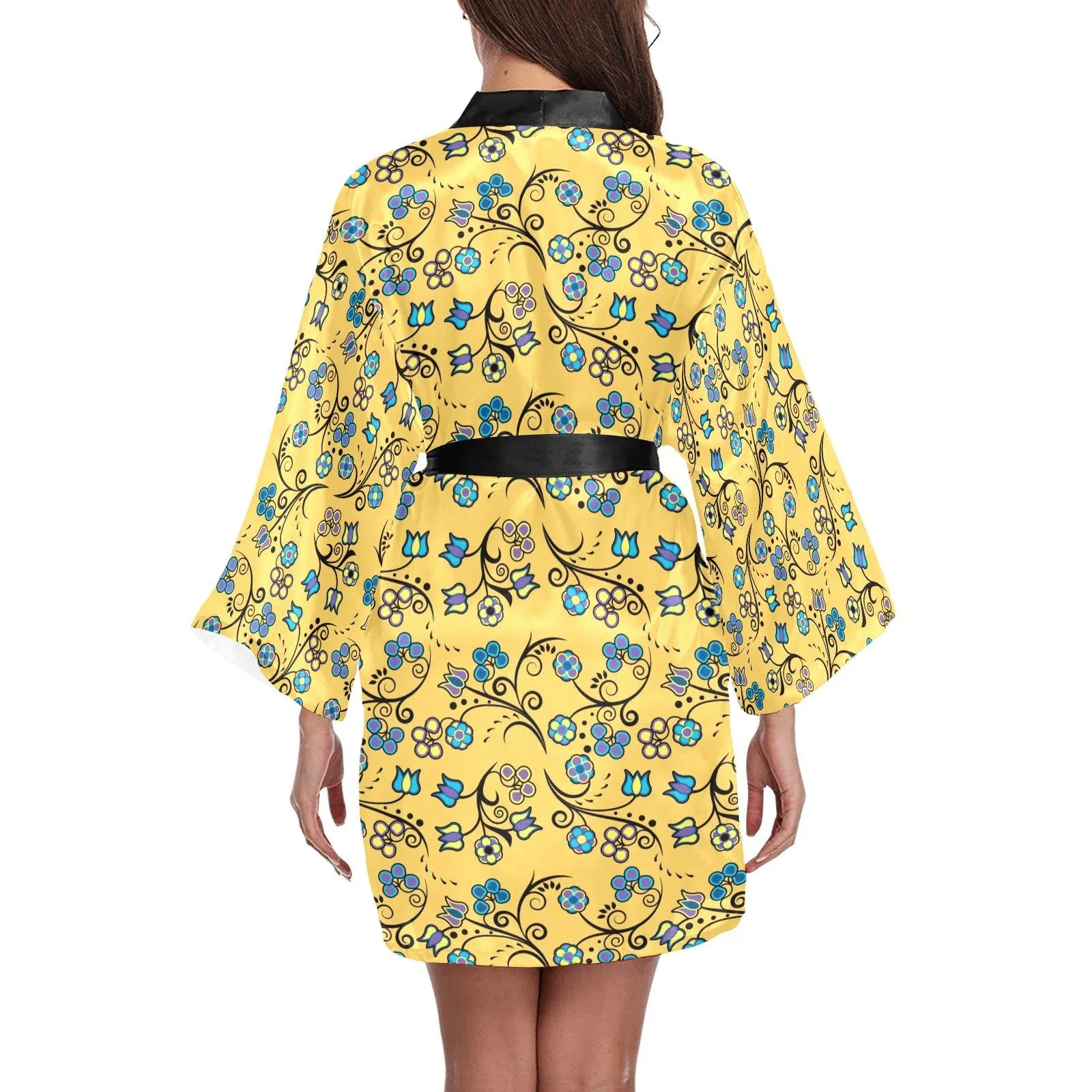 Blue Trio Tuscan Long Sleeve Satin Robe