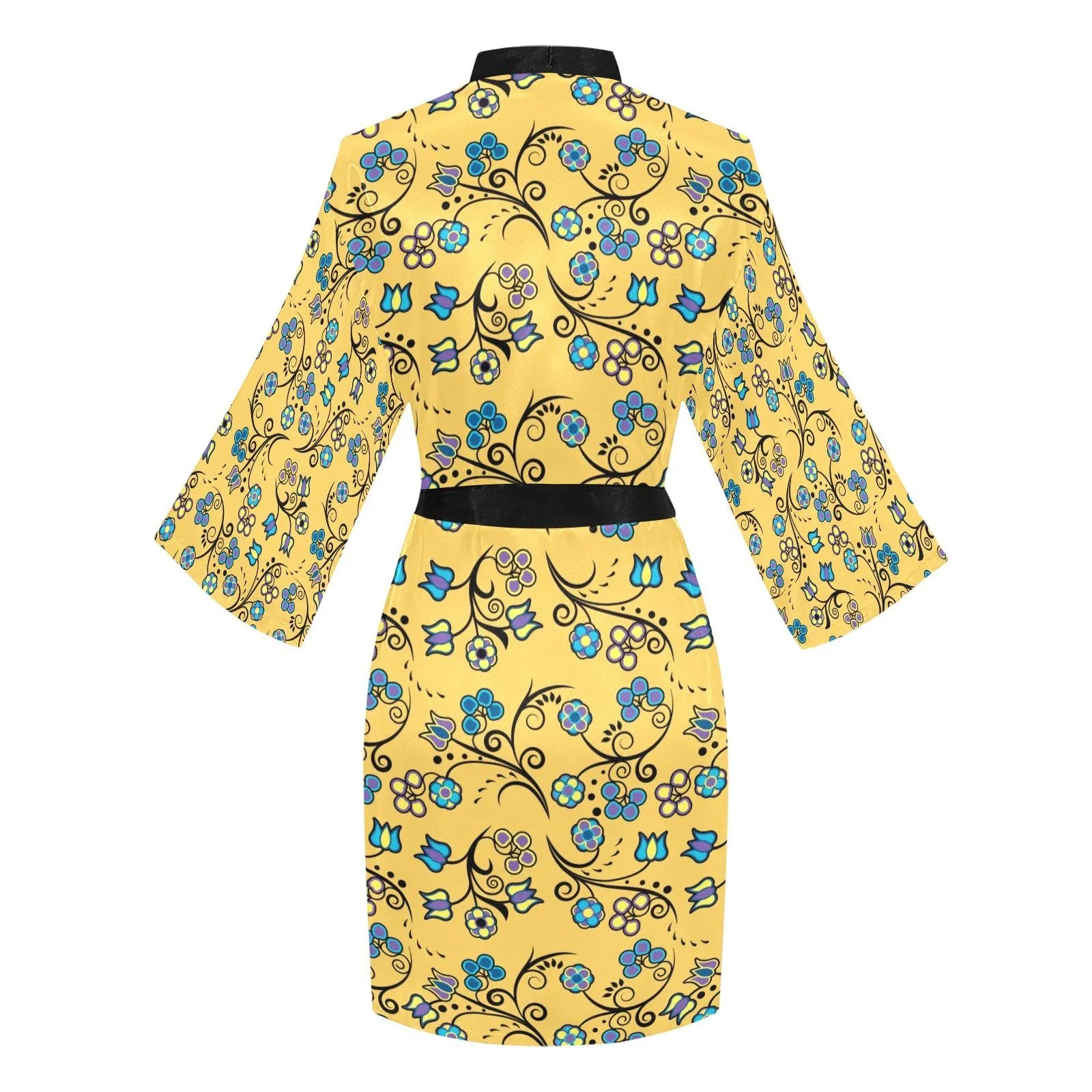 Blue Trio Tuscan Long Sleeve Satin Robe