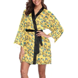 Blue Trio Tuscan Long Sleeve Satin Robe