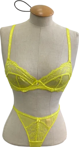 boux avenue Yellow Gracey Balconette Bra & Thong UK 30B