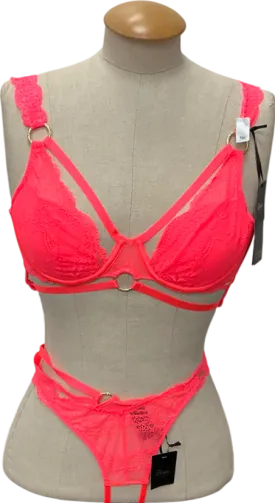 boux Pink Bouxtique Darlah Plunge Bra & Darlah Crotchless Thong UK 32C