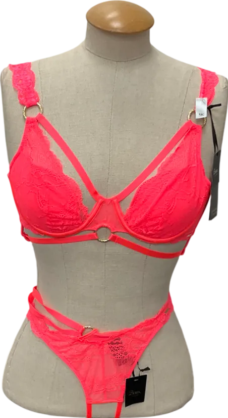 boux Pink Bouxtique Darlah Plunge Bra & Darlah Crotchless Thong UK 32C