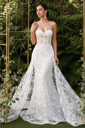 Cinderella Divine CB046W Stunning Corset-Wired Mermaid Wedding Gown w/ Lace Train