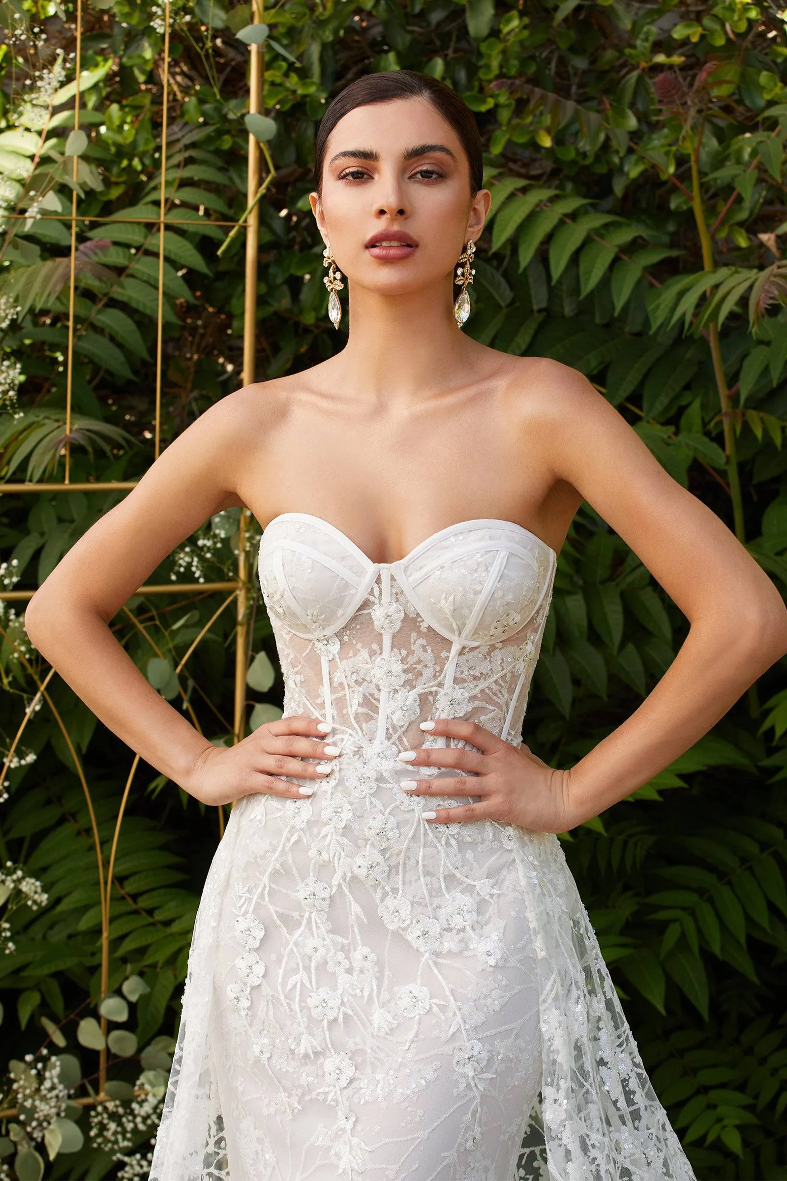 Cinderella Divine CB046W Stunning Corset-Wired Mermaid Wedding Gown w/ Lace Train