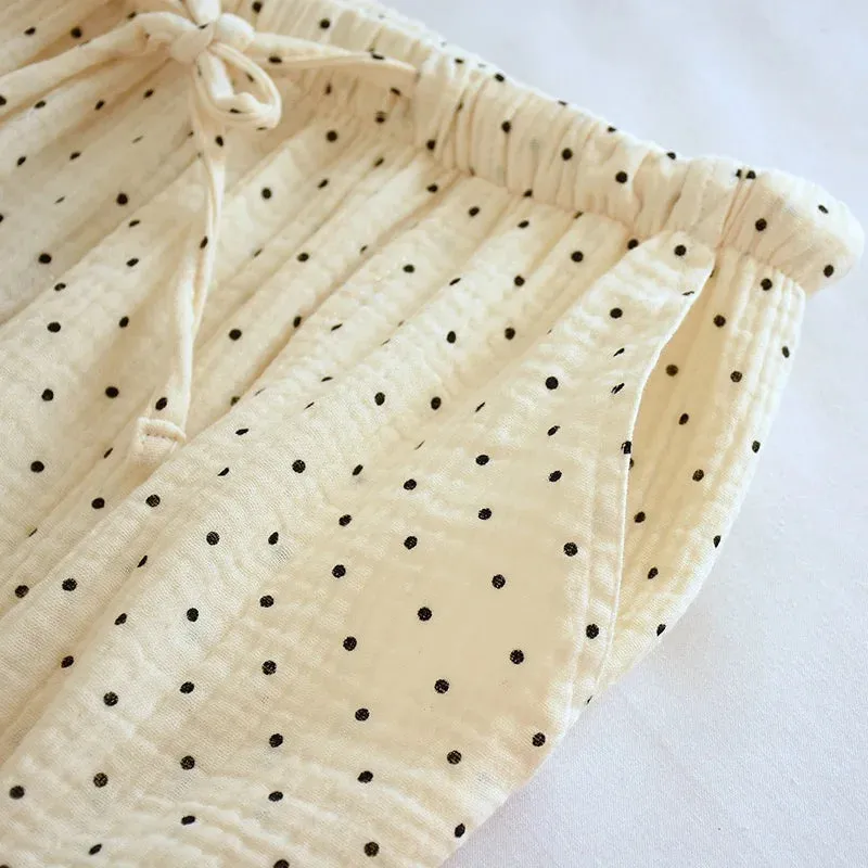 Cotton Hypoallergenic Pajama Pants with Heart Prints for Women
