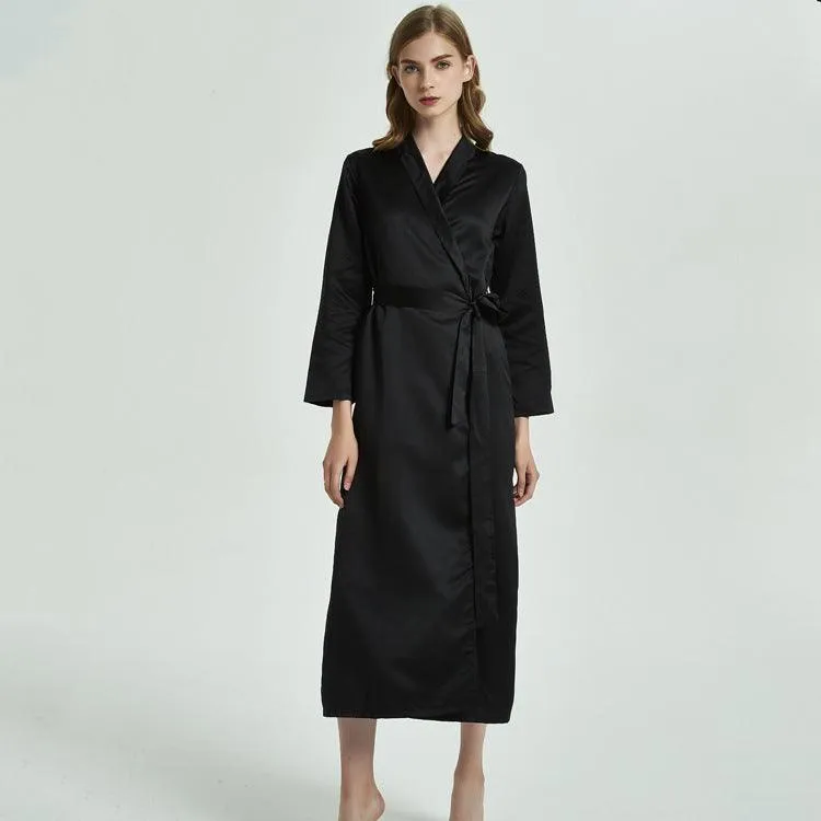 Elegant Ladies Full Length Silk  Robe 22 Momme Silk Bathrobe Silk Nightwear Women's Day Gifts