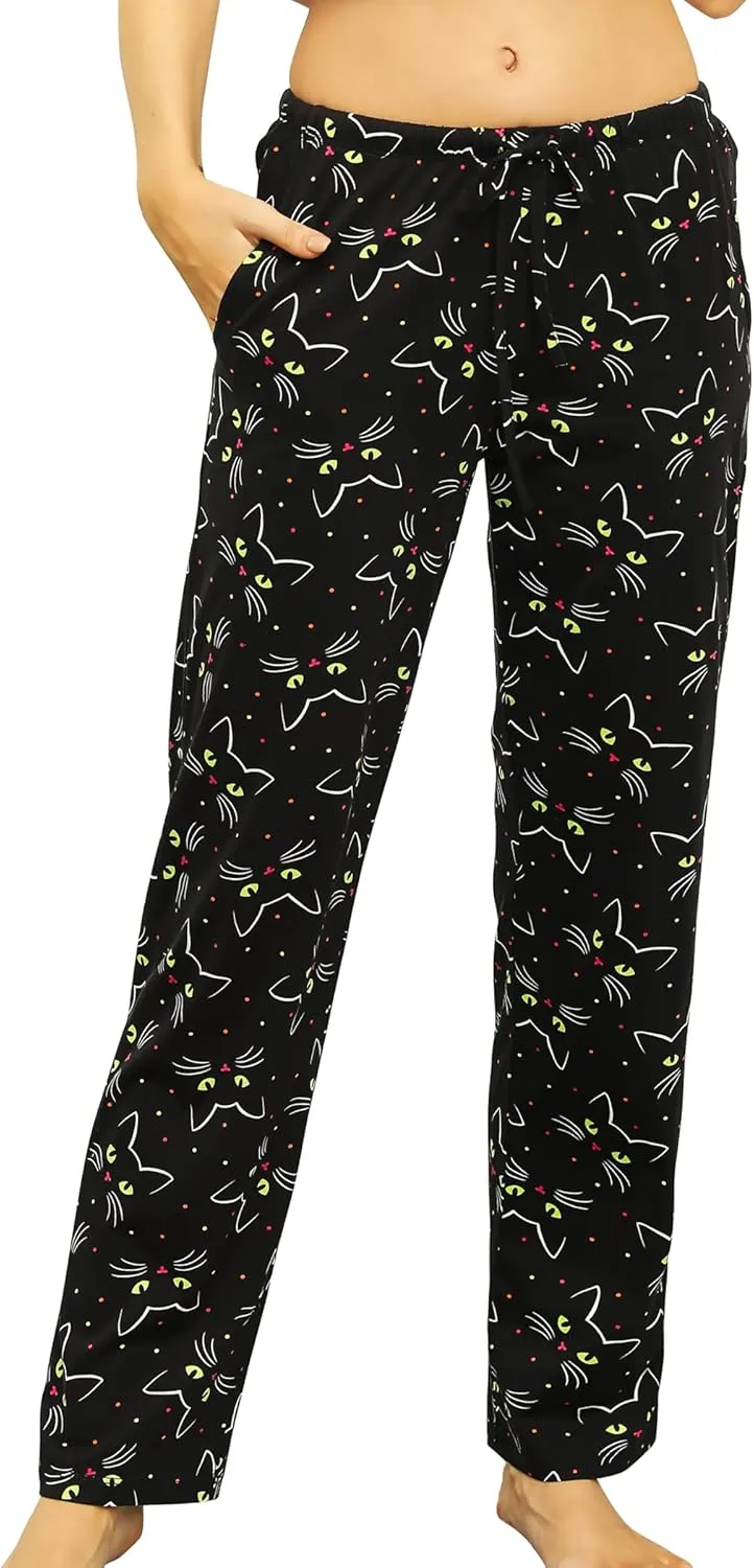 ENJOYNIGHT Women Cotton Lounge Pants Comfy Pajama Bottoms With Pockets&Drawstring