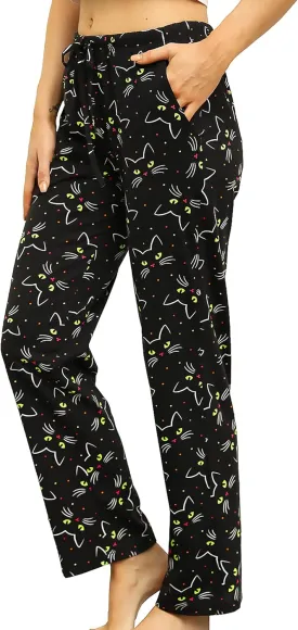 ENJOYNIGHT Women Cotton Lounge Pants Comfy Pajama Bottoms With Pockets&Drawstring