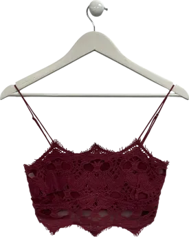 Free People Athena Scallop Crochet Bralette in Wine  UK S