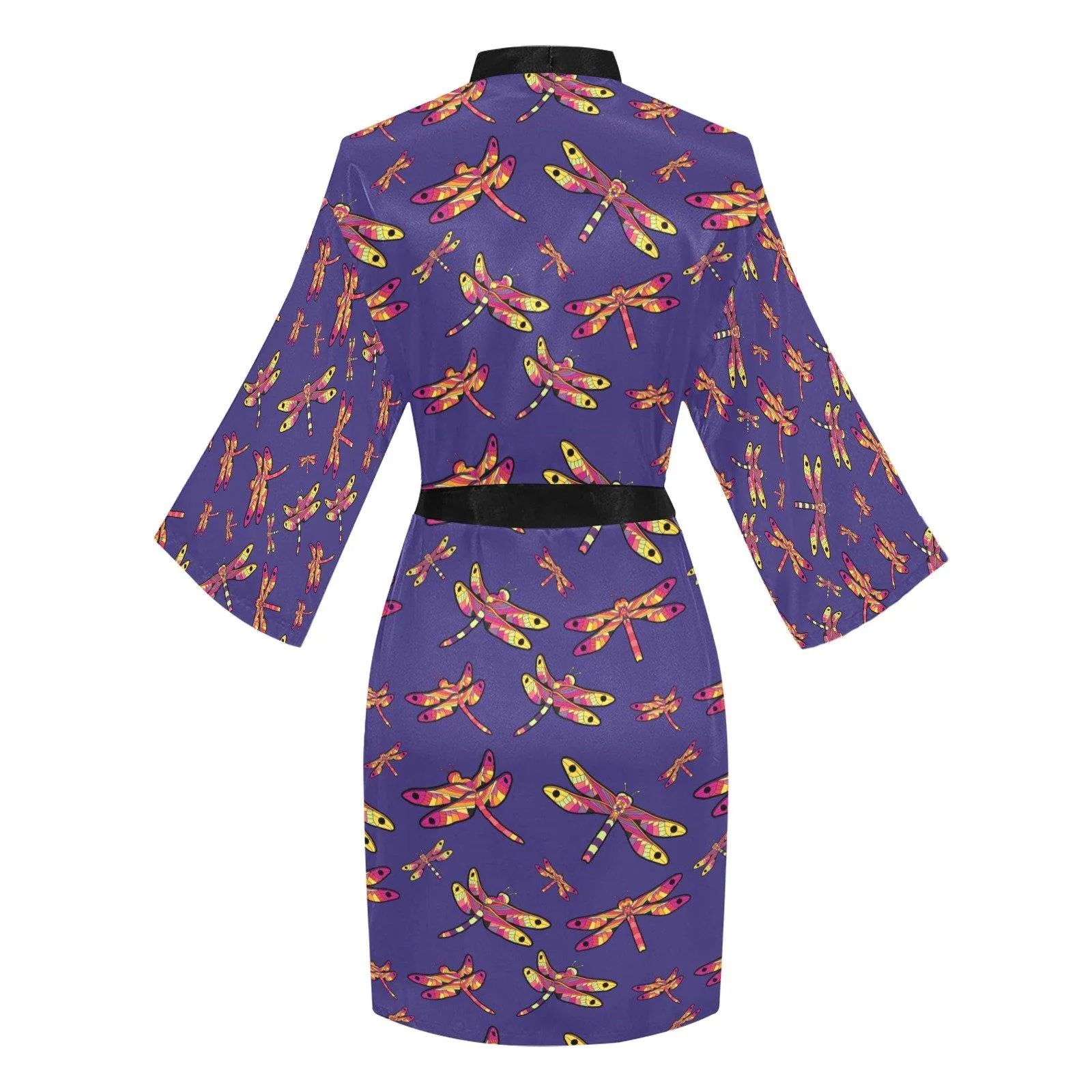 Gathering Purple Long Sleeve Satin Robe