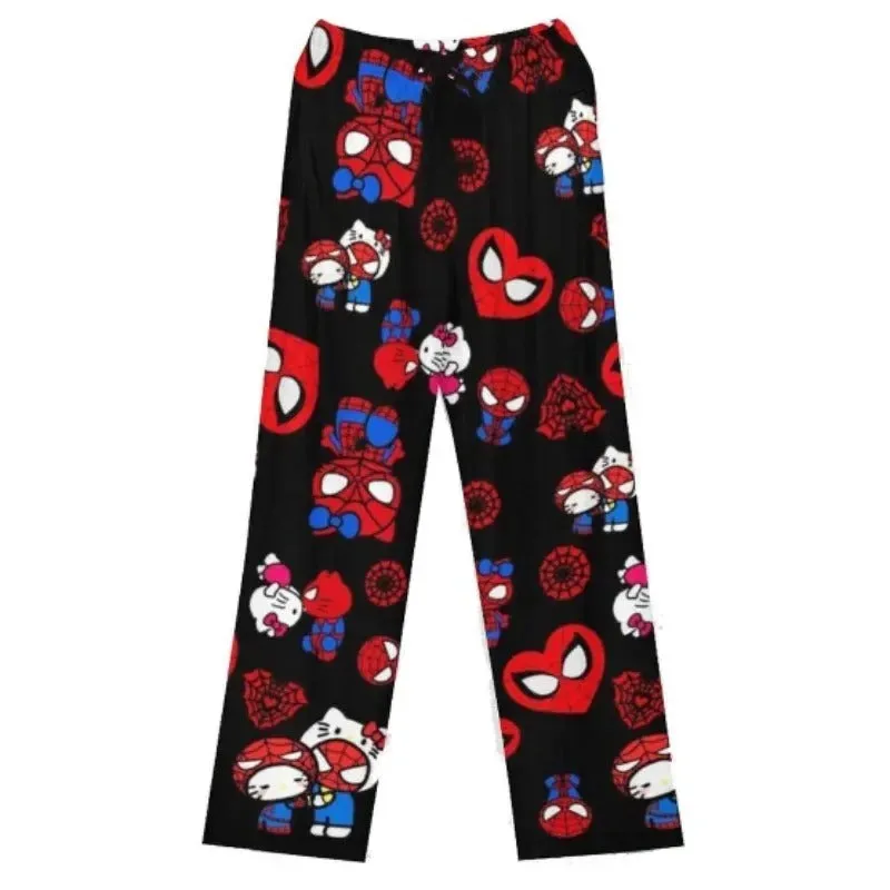 Hello Kitty Spider - Cotton Loose Pajama - Pants Trousers Cartoon Sleep Bottoms - Lounge Wear