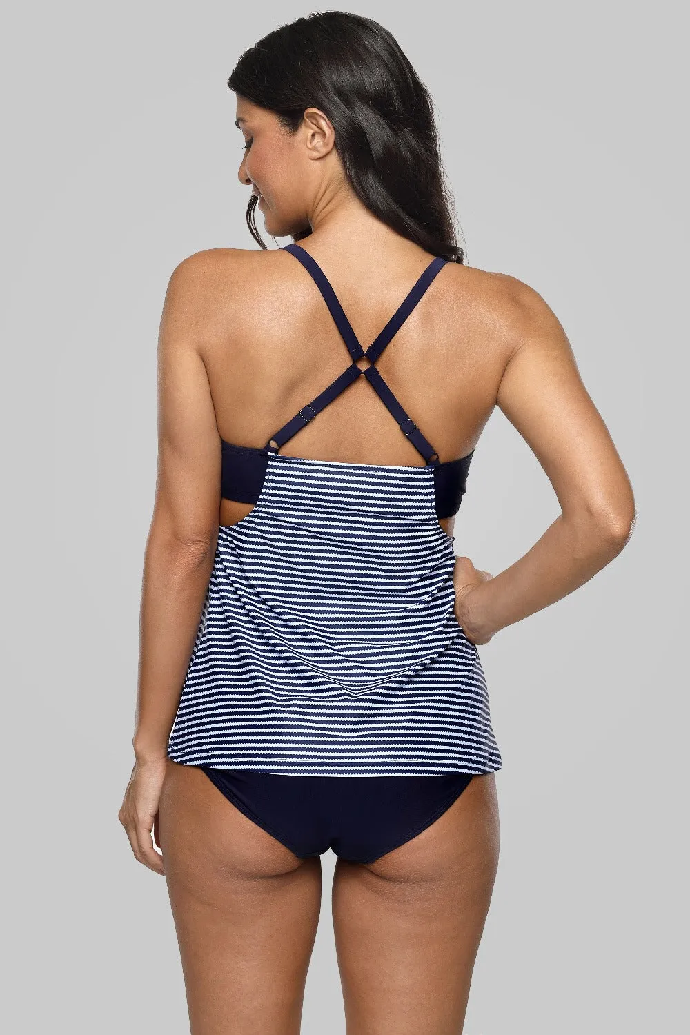 LILIAN - Striped Halter Padded  Tankini Set