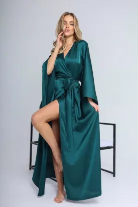 Long silk kimono robe