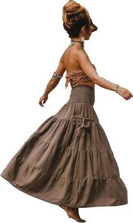 Maxi Boho Skirt Long Pockets Cotton Hippie Bohemian Elastic Waist Gypsy Skirt