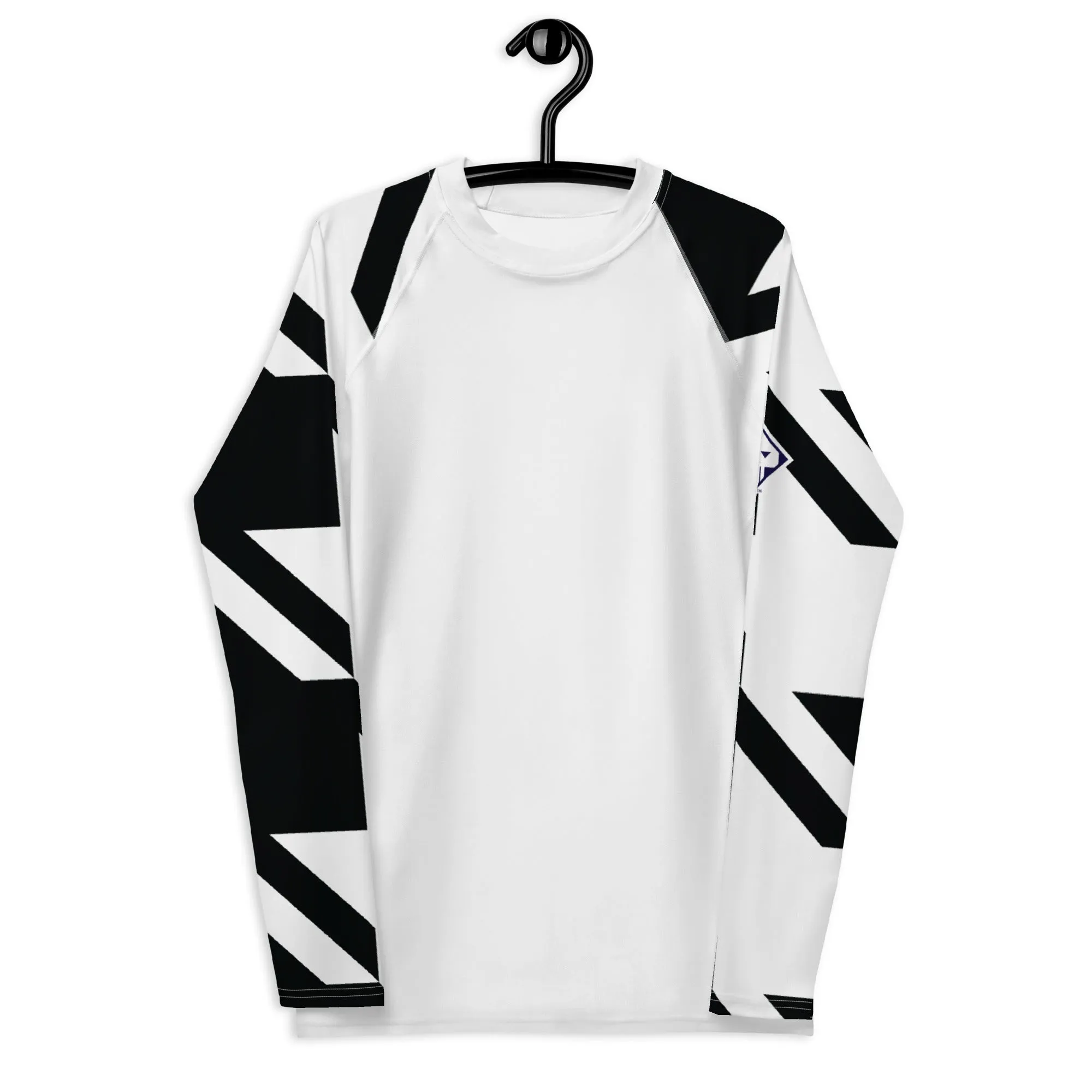 Mens Long Sleeve BJJ Rash Guard - Houndstooth 001 Blanc