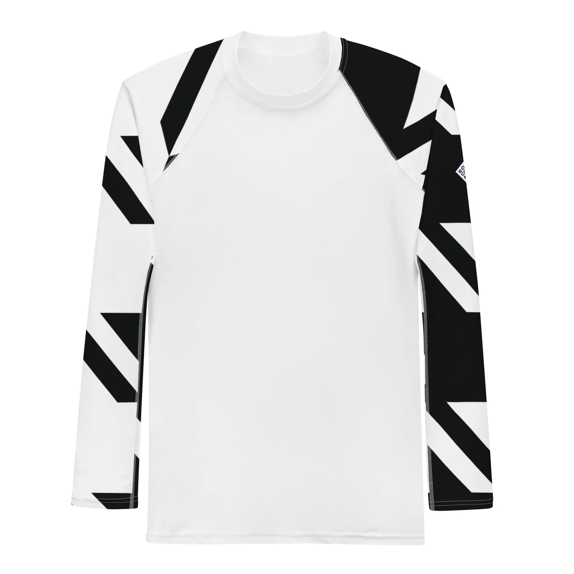 Mens Long Sleeve BJJ Rash Guard - Houndstooth 001 Blanc