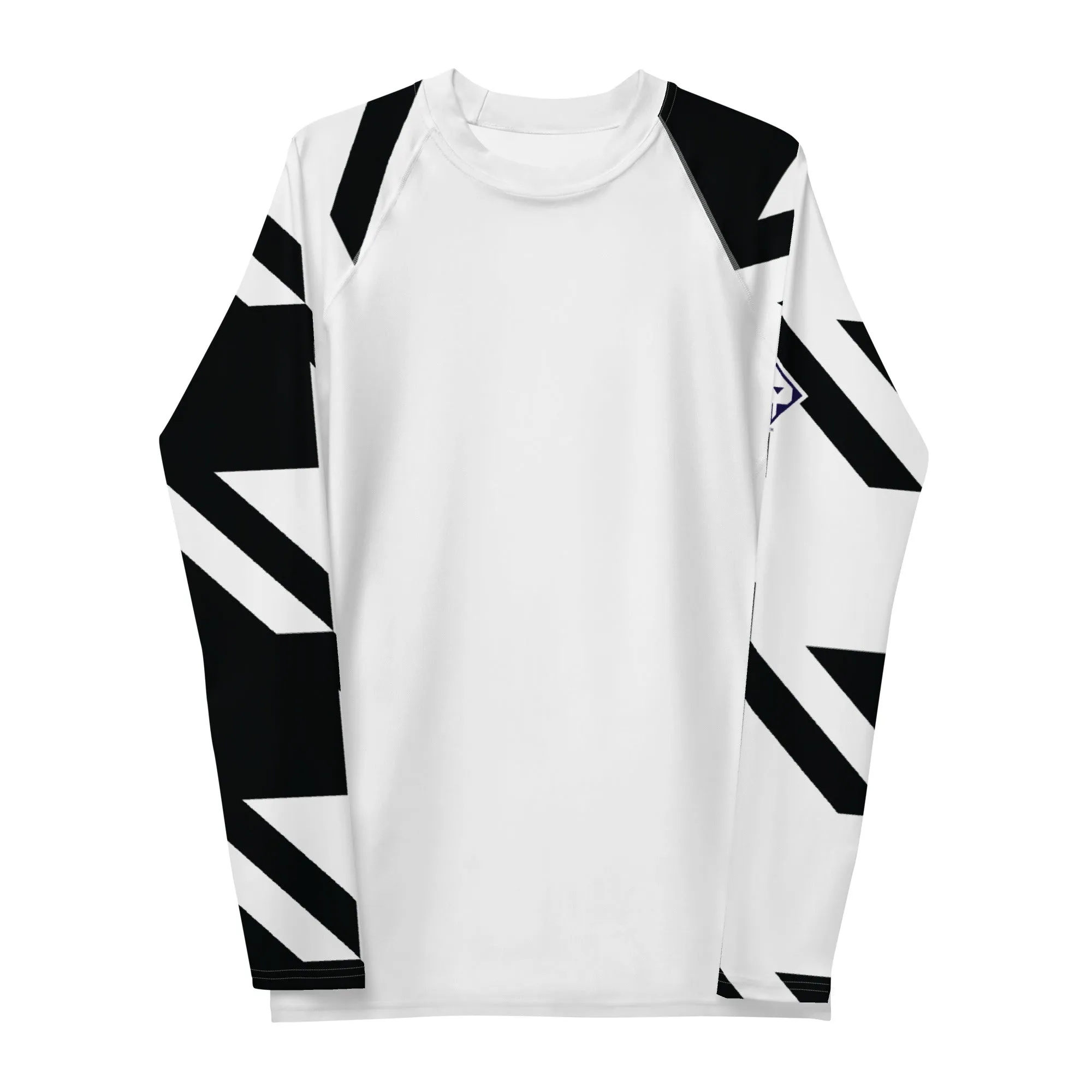 Mens Long Sleeve BJJ Rash Guard - Houndstooth 001 Blanc