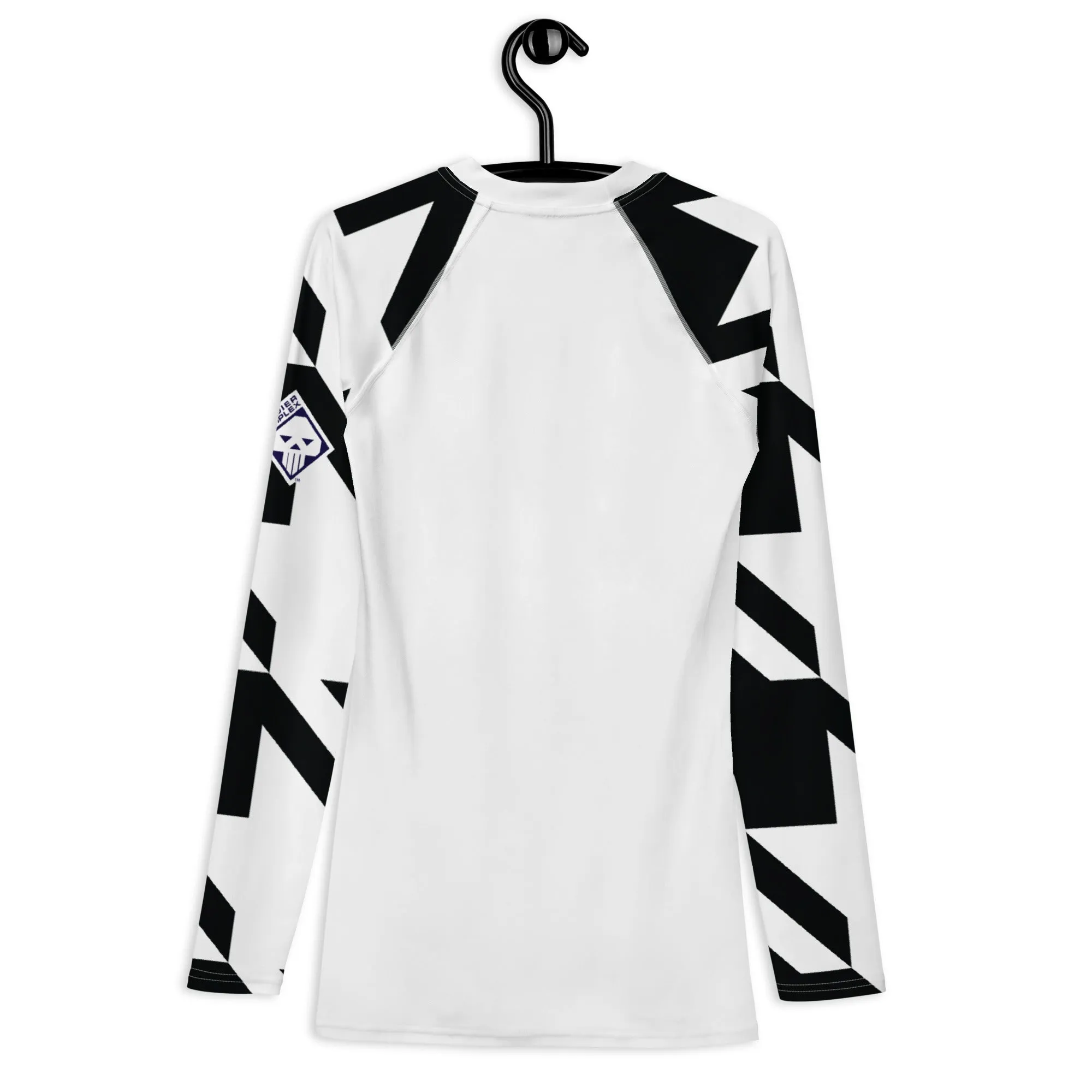 Mens Long Sleeve BJJ Rash Guard - Houndstooth 001 Blanc