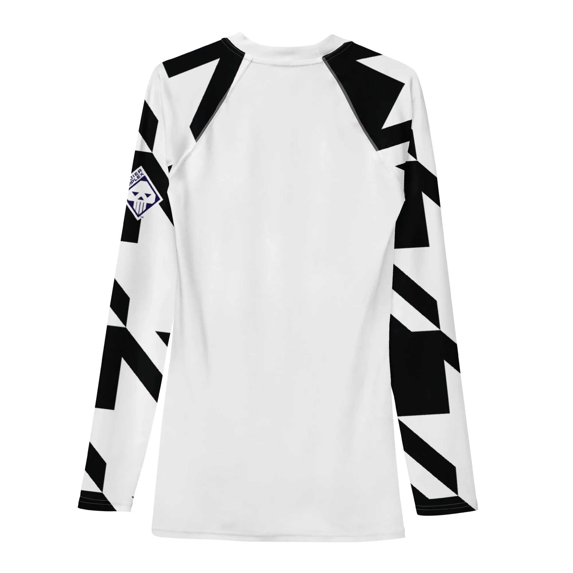 Mens Long Sleeve BJJ Rash Guard - Houndstooth 001 Blanc