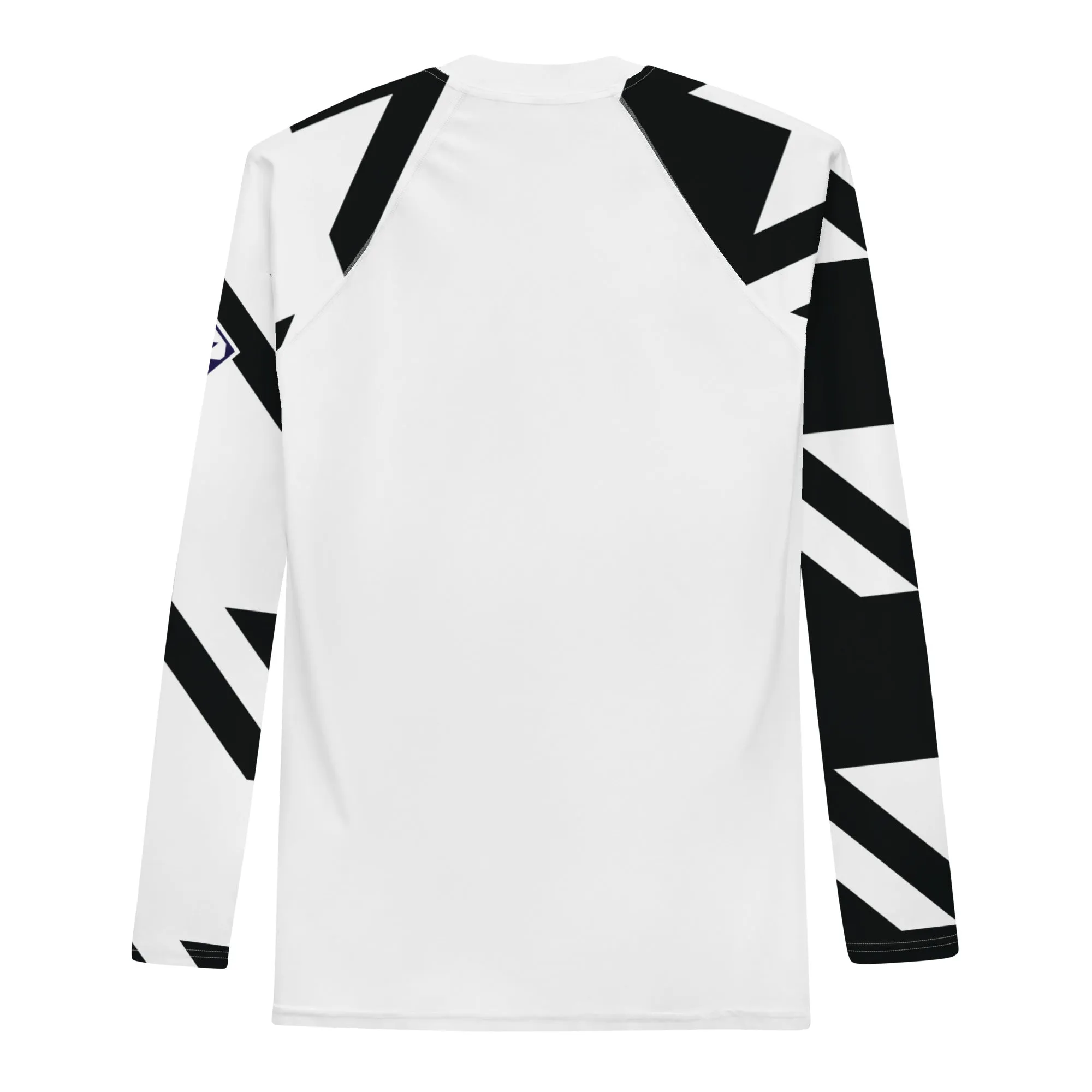 Mens Long Sleeve BJJ Rash Guard - Houndstooth 001 Blanc