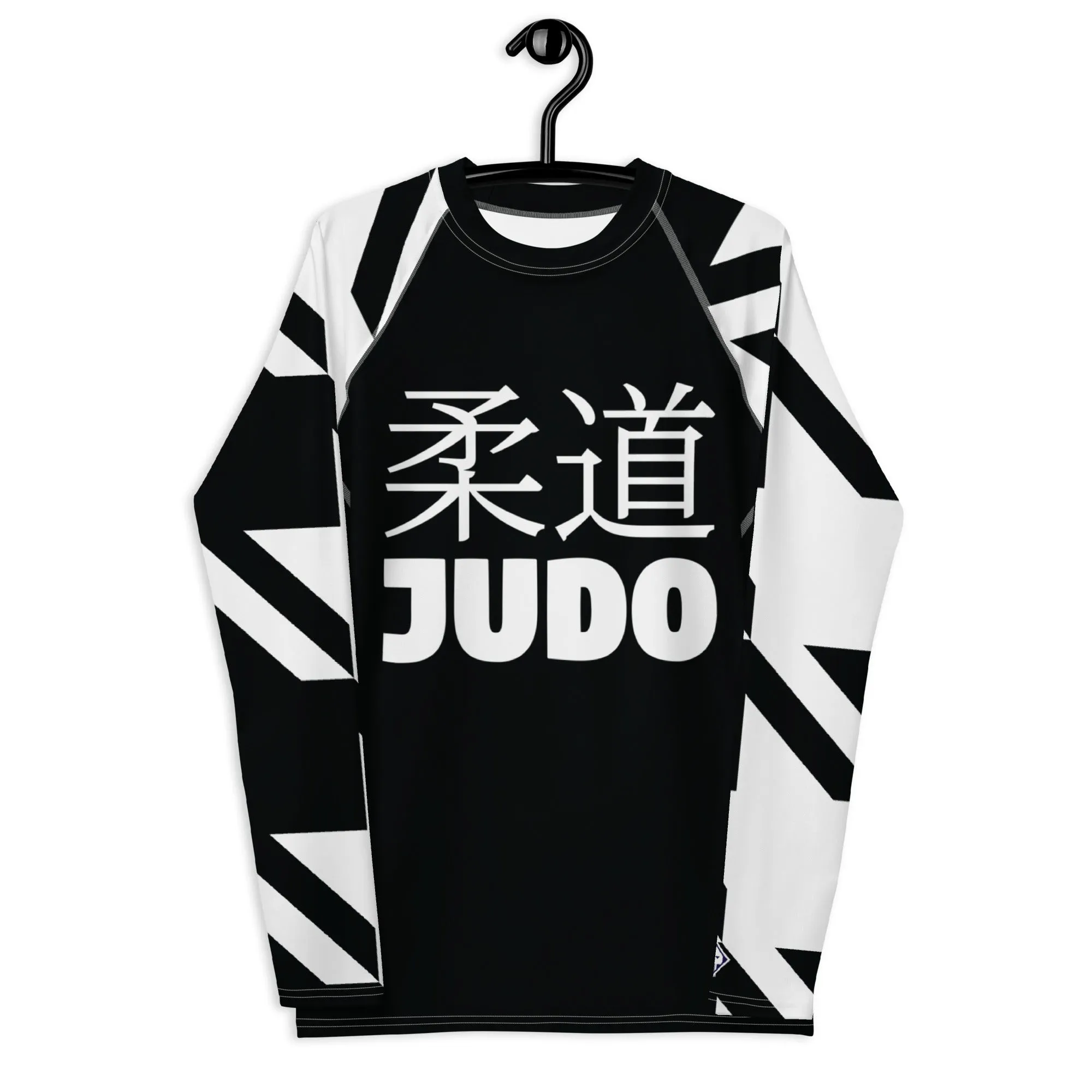 Men's Long Sleeve Classic Judo Rash Guard - Houndstooth 001 Noir