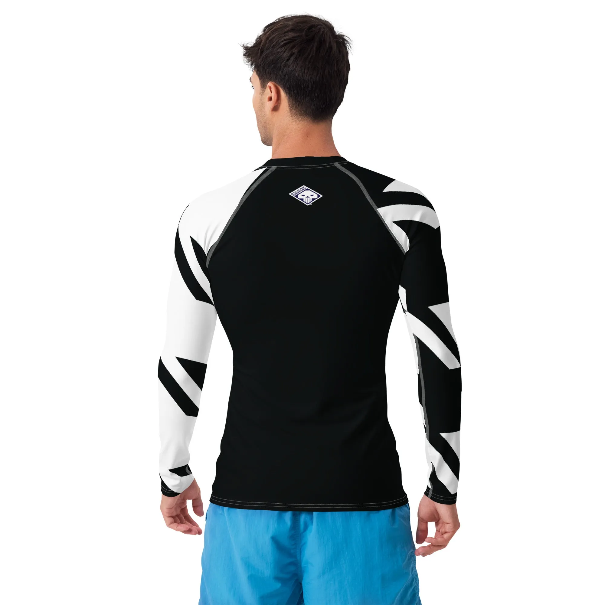 Men's Long Sleeve Classic Judo Rash Guard - Houndstooth 001 Noir