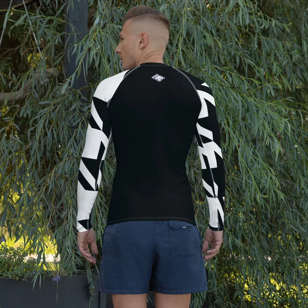 Men's Long Sleeve Classic Judo Rash Guard - Houndstooth 001 Noir