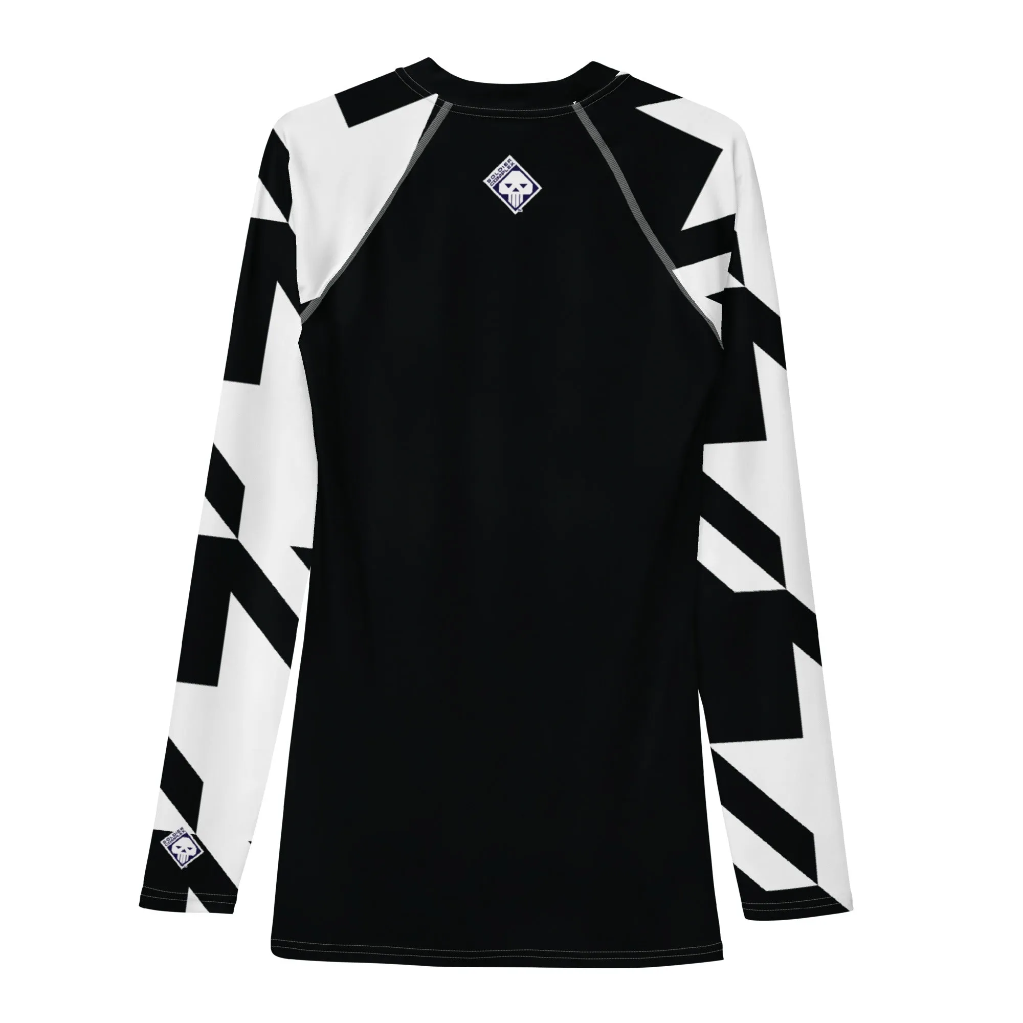 Men's Long Sleeve Classic Judo Rash Guard - Houndstooth 001 Noir