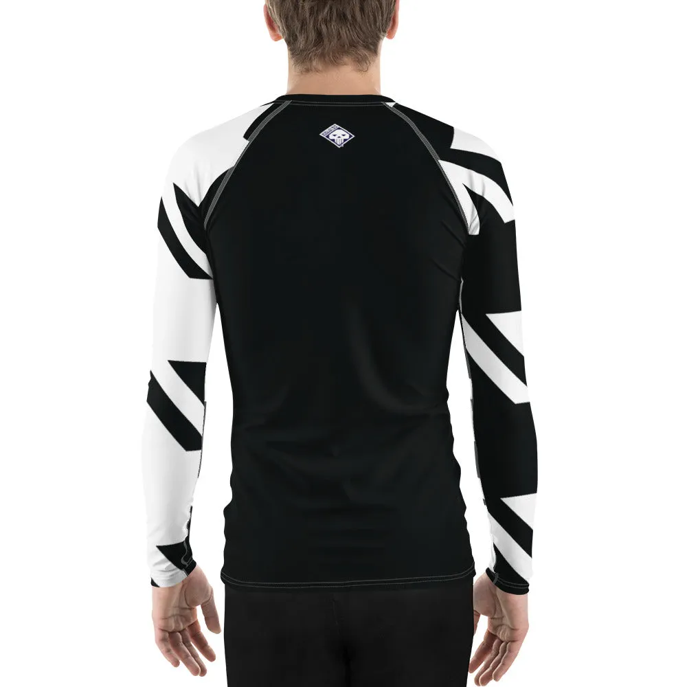 Men's Long Sleeve Classic Judo Rash Guard - Houndstooth 001 Noir