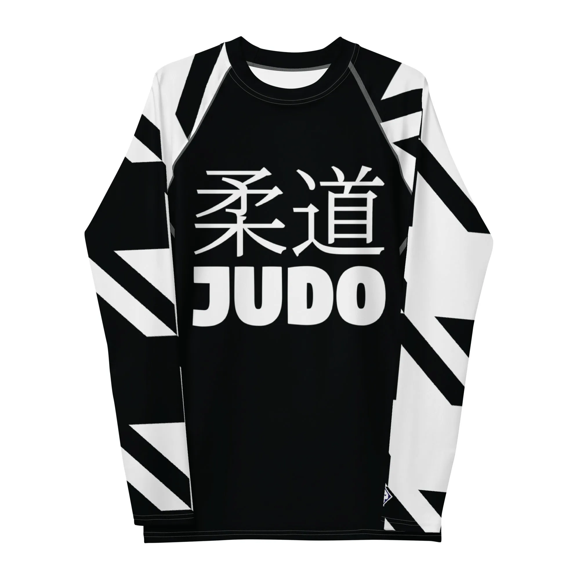 Men's Long Sleeve Classic Judo Rash Guard - Houndstooth 001 Noir