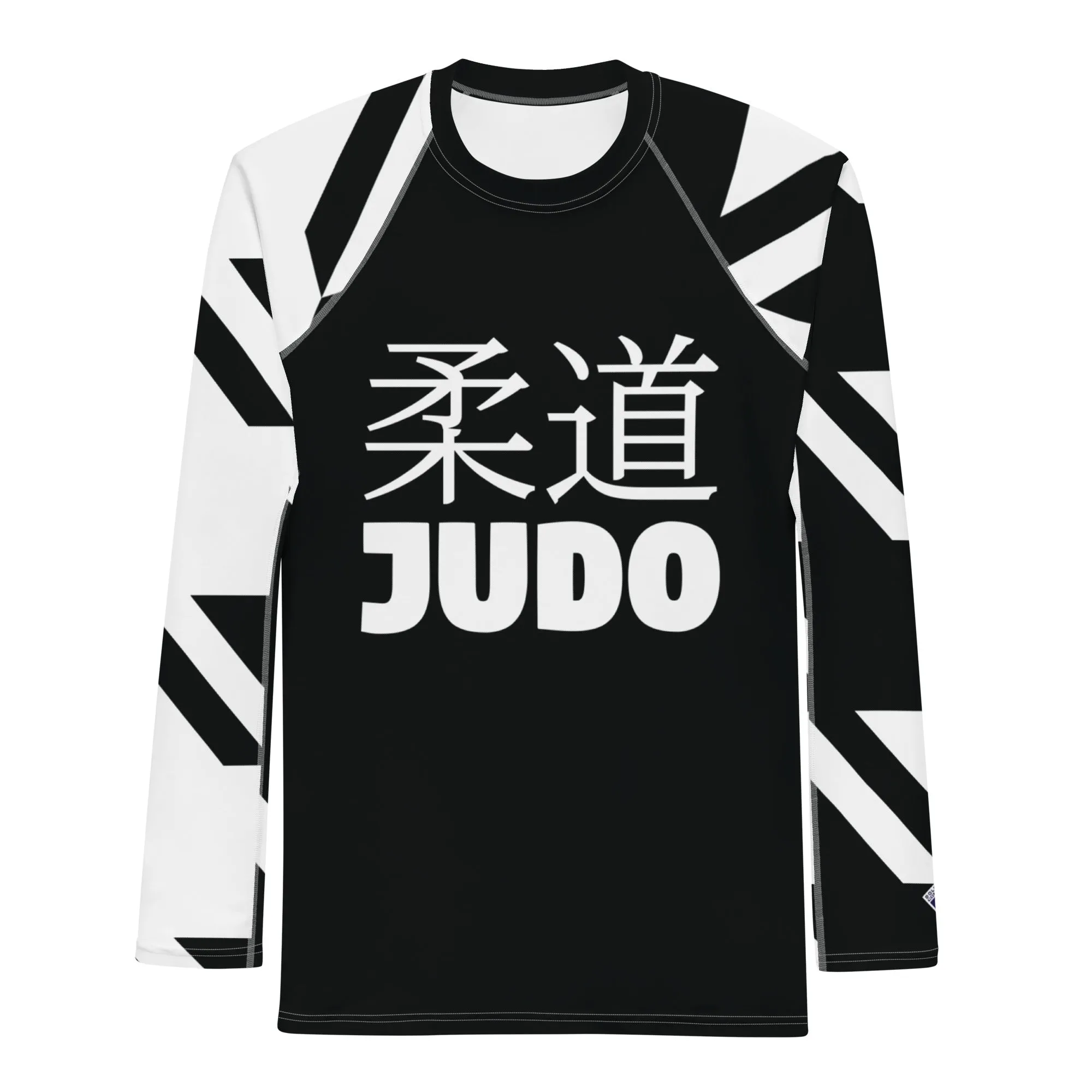 Men's Long Sleeve Classic Judo Rash Guard - Houndstooth 001 Noir