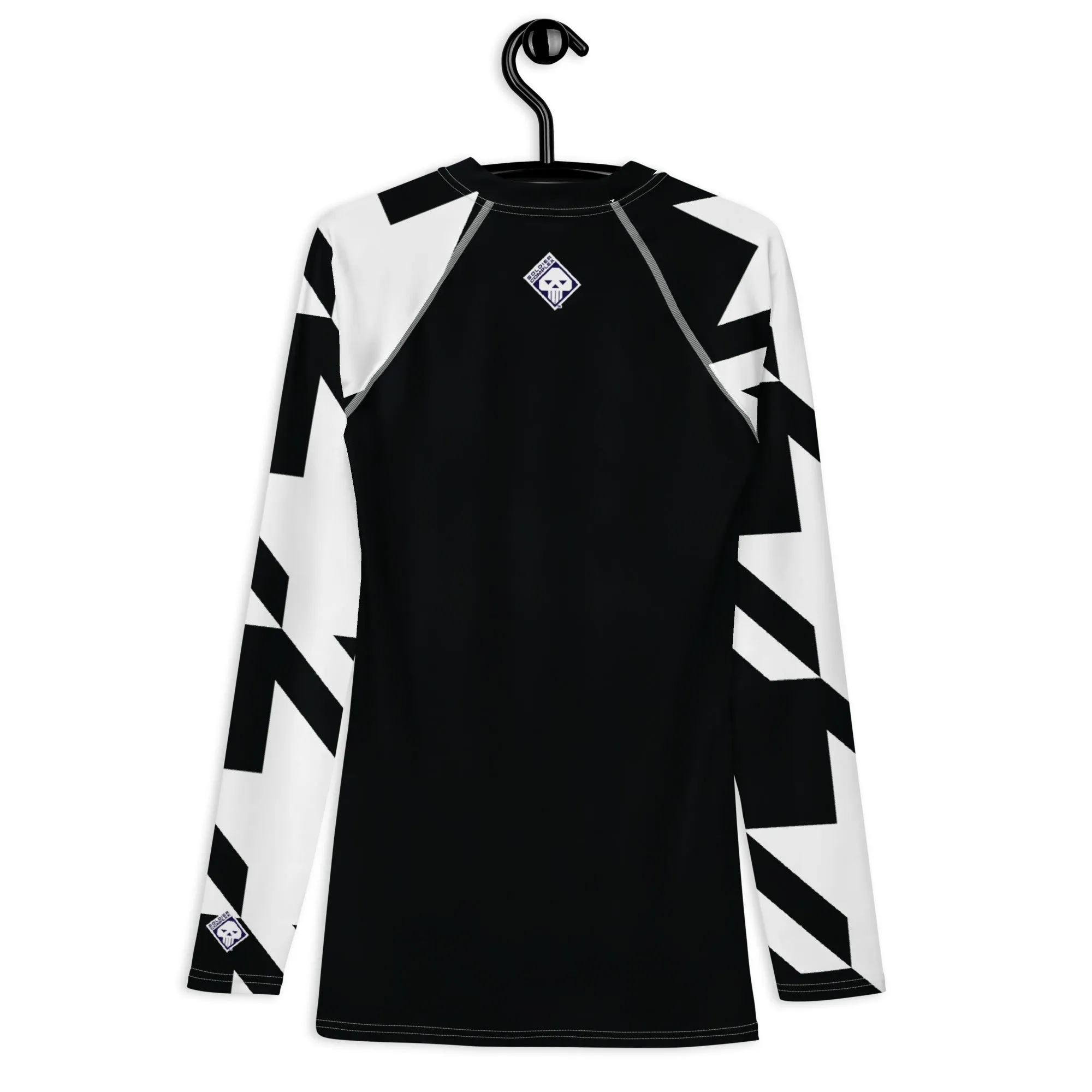 Men's Long Sleeve Classic Judo Rash Guard - Houndstooth 001 Noir