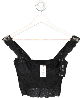 NA-KD Black Wide Strap Lace Cup Corset UK S