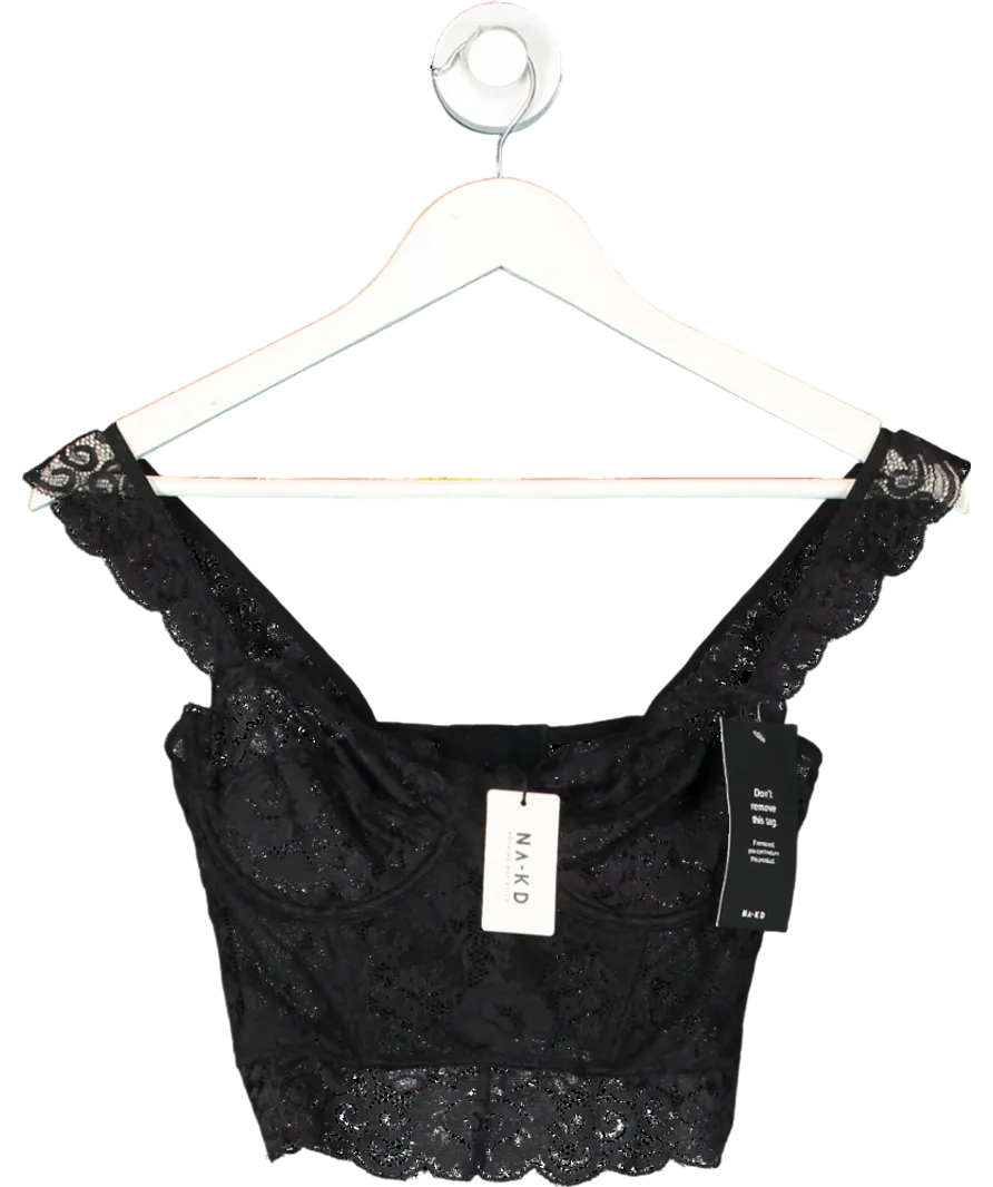 NA-KD Black Wide Strap Lace Cup Corset UK S