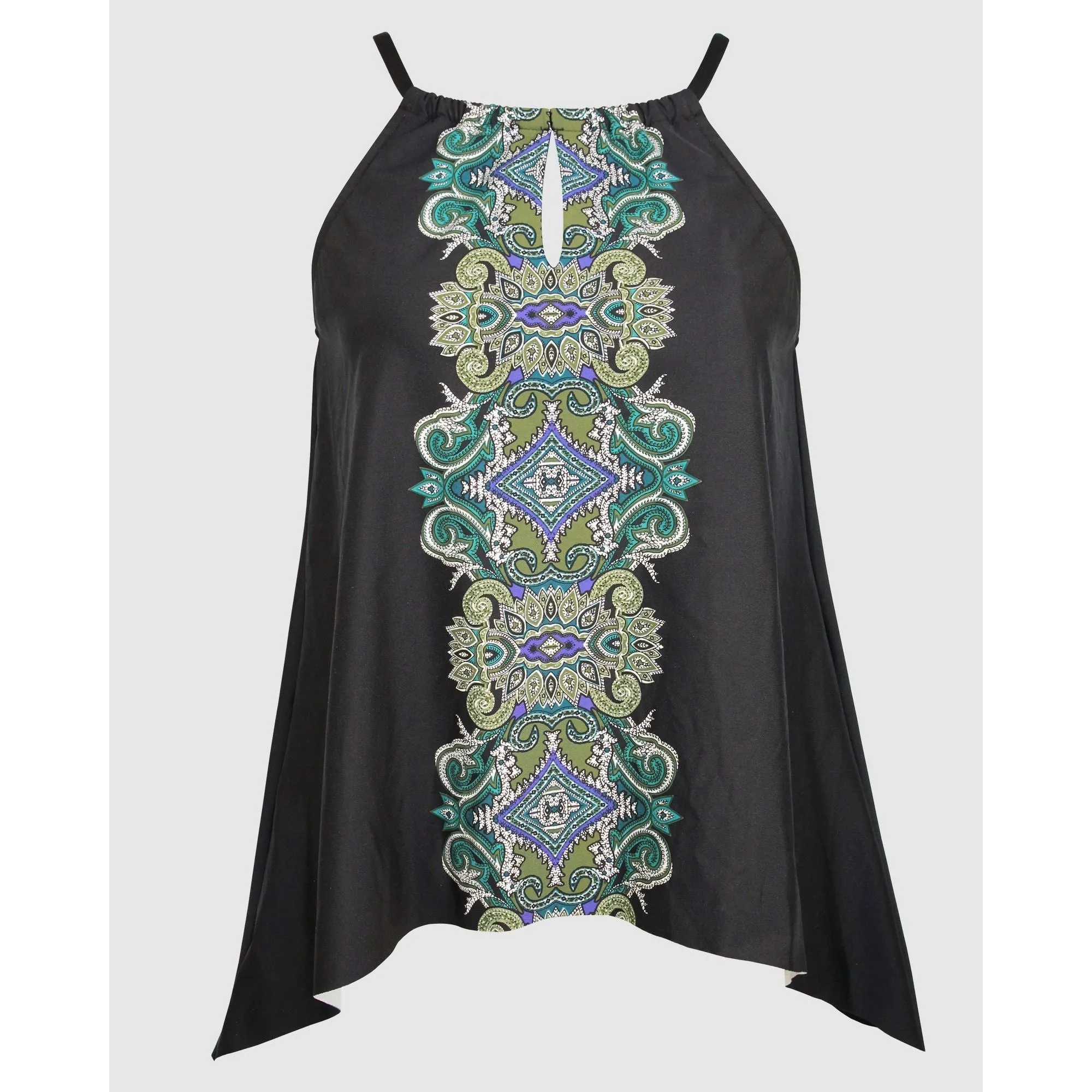 Precioso Peephole Loose Fit Plus Size Tankini Top