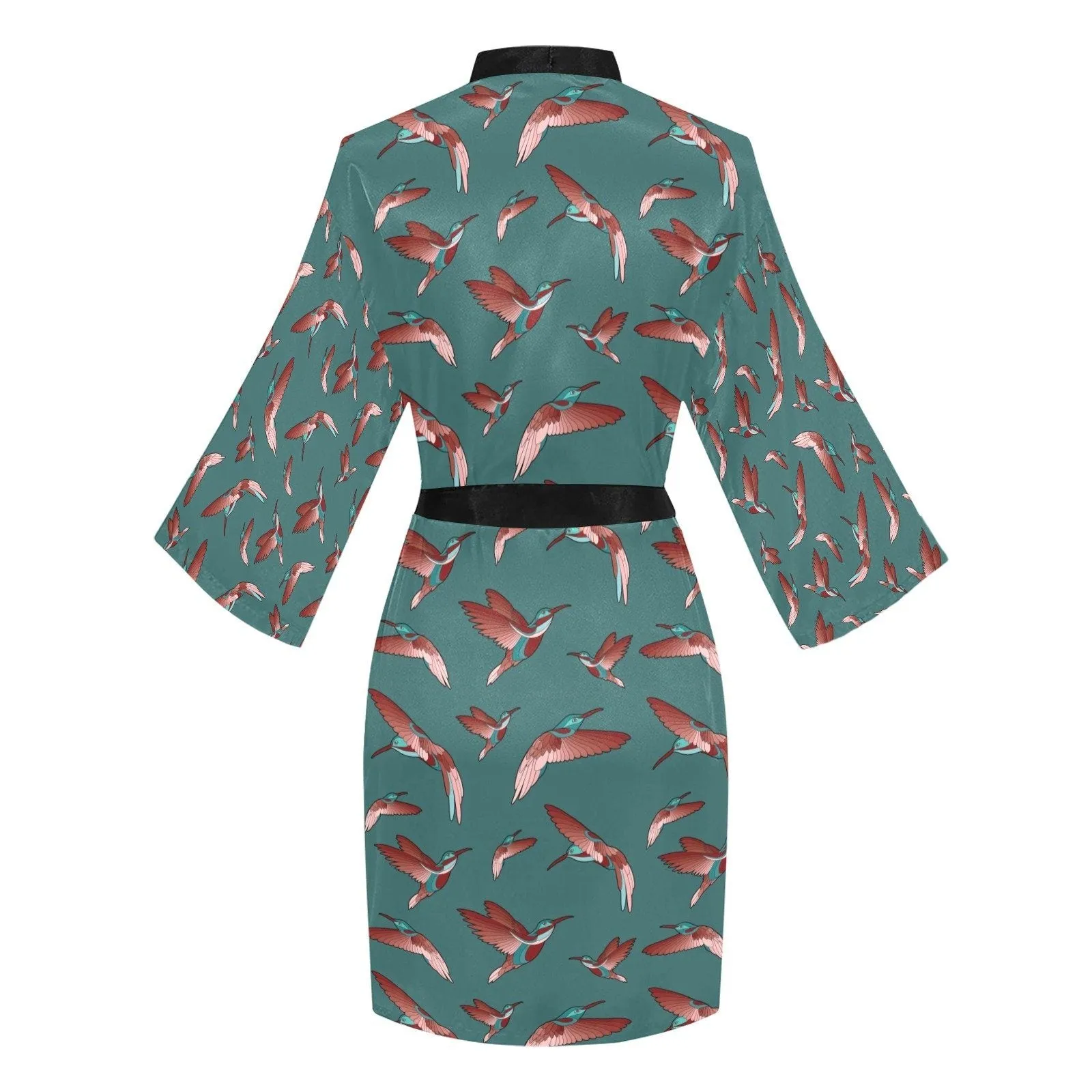Red Swift Turquoise Long Sleeve Satin Robe