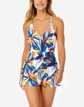 Riviera Floral Surplice Swimdress Swimsuit