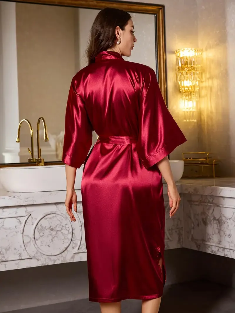 Serene Elegance Satin Long Robe Night Dress