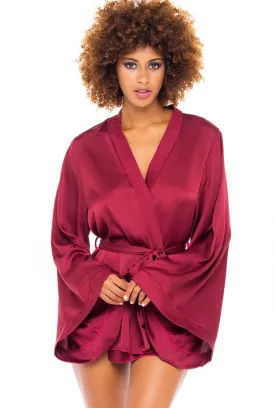 Soft Satin Burgundy Long Sleeve Robe